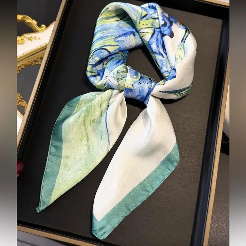 Blue & Green Floral Scarf A1596